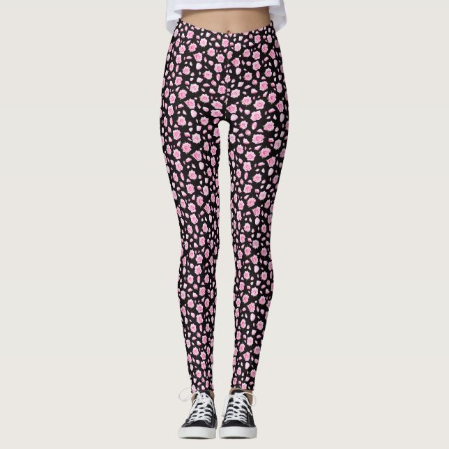 Legging Rosas brancas e rosa elegantes (Frente)