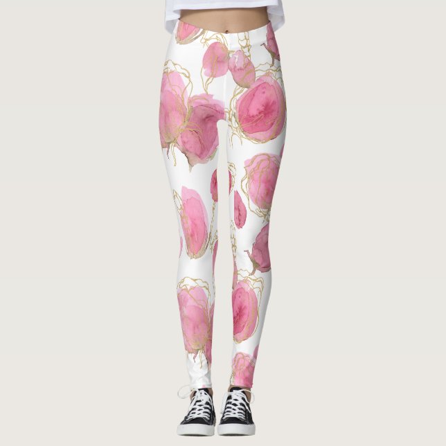 Legging Rosas cor-de-rosa (Frente)