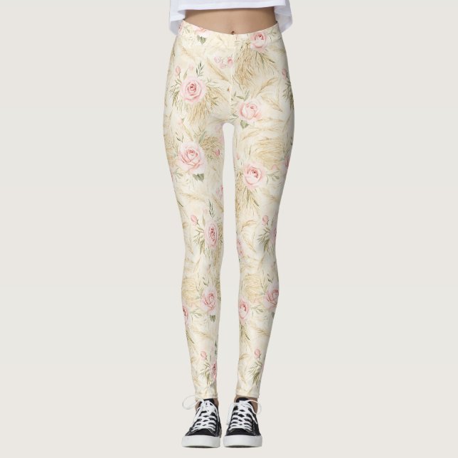 Legging Rosas Cor-de-Rosa Floral (Frente)