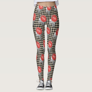 Legging Rosas cor-de-rosa-vindima e padrão-rodozinho