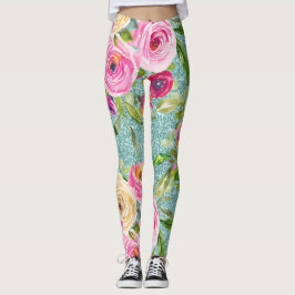 Legging Rosas de aquarelas em rosa e creme em volta do bri