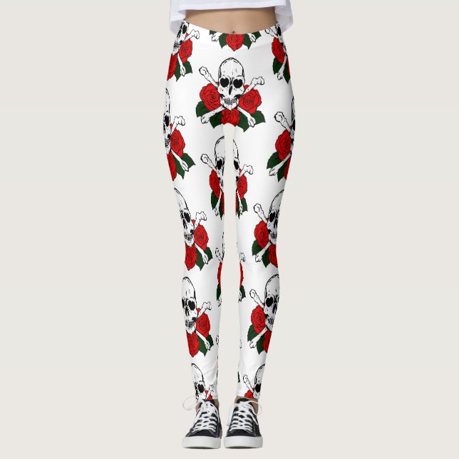 Legging Rosas de crânios (Frente)
