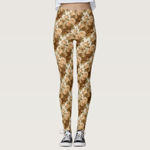 Legging Rosas de Marfim e Engrenagens de Latão Steampunk