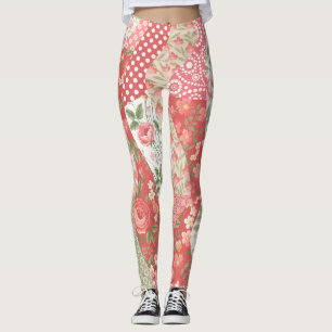 Legging Rosas de patch: design de padrão uniforme.