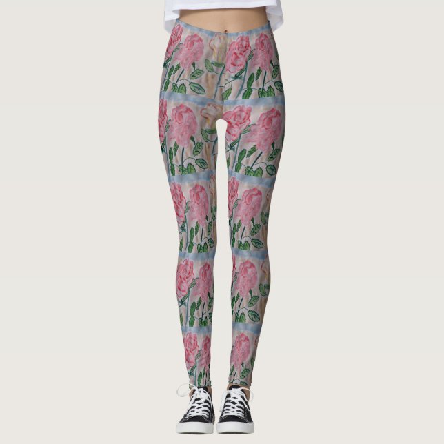 Legging Rosas de Verão abstrato (Frente)