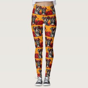 Legging Rosas do Coração do Staffordshire Americano Dia do