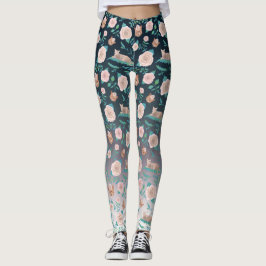 Legging Rosas e gatos em um contexto metálico