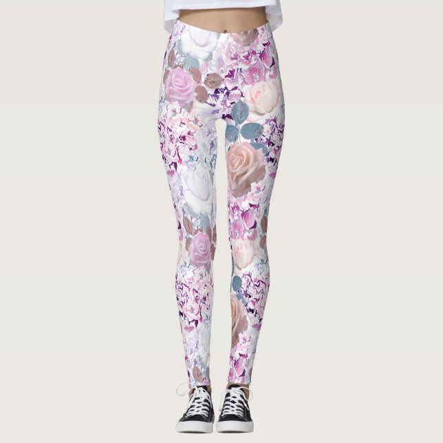 Legging Rosas e hortênsias em aquarela. (Frente)