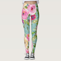 Rosas em Aquarela em Rosa e Creme sobre Brilho Aqu