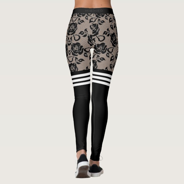 Legging Rosas Negras Negras  de rendas Meias (Verso)