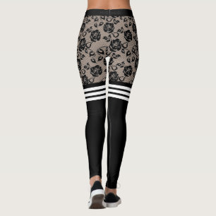 Legging  Rosas Negras Negras Negras Lace Fishnet Sobre As 