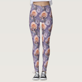Legging Rosas Pastel Suaves em Tons de Pêssego e Rosa Páli