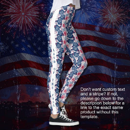 Legging Rosas patrióticas estrelas - vermelho branco azul 