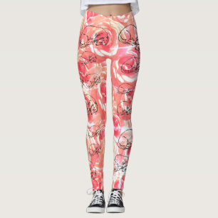 Legging Rosas, Pernas All Over-Impressão do Cão Dachshund