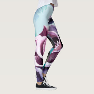 Legging Rosas radiantes: Pétalas Perfeitamente Rosa e Púrp