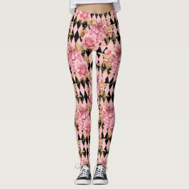 Legging Rosas Rosa e Arlequim