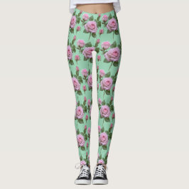 Legging Rosas Rosa Suave Com Destaques Lavanda Sutis