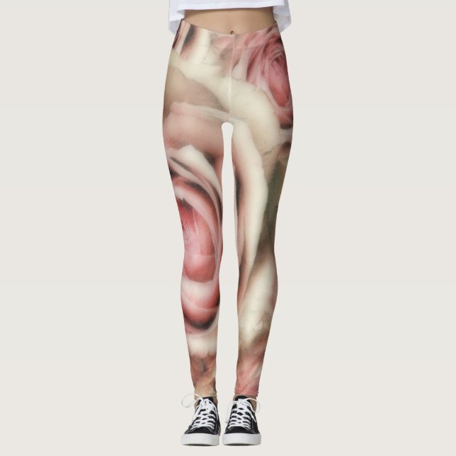 Legging Rosas Rosa Suave Soft Chic Único (Frente)
