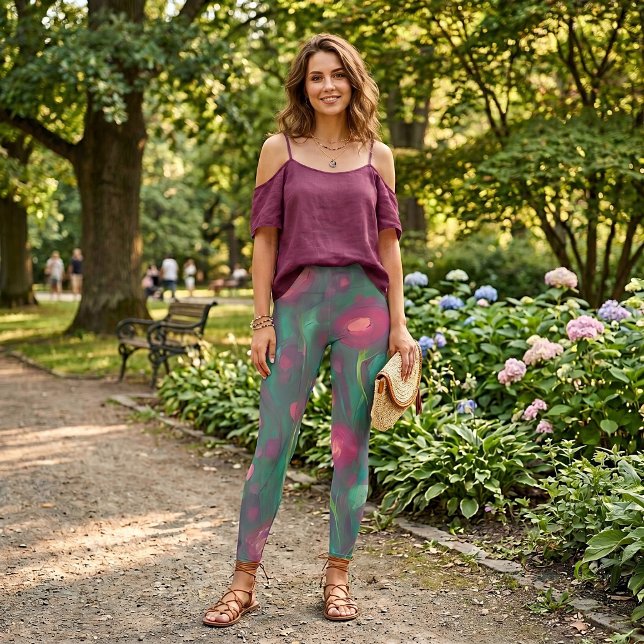 Legging Rosas vermelhas abstratas silenciadas  (Criador carregado)