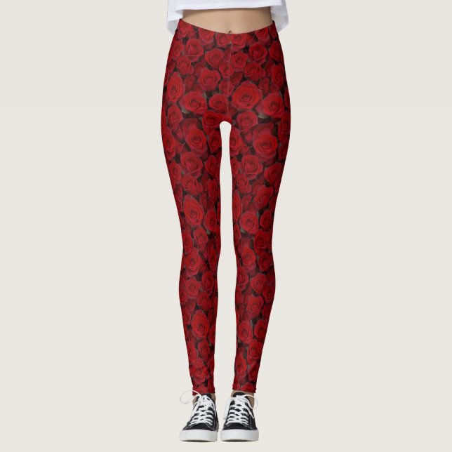 Legging Rosas vermelhas brilhantes (Frente)
