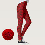 Legging Rosas vermelhas clássicas em preto<br><div class="desc">Pernas vermelhas profundas de rosas vermelhas clássicas em fundo preto. As imagens fotográficas de rosas são uma fotografia floral botânica original,  da JLW_Photografia.</div>