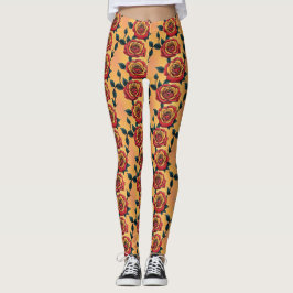 Legging Rosas Vermelhas E Amarelas