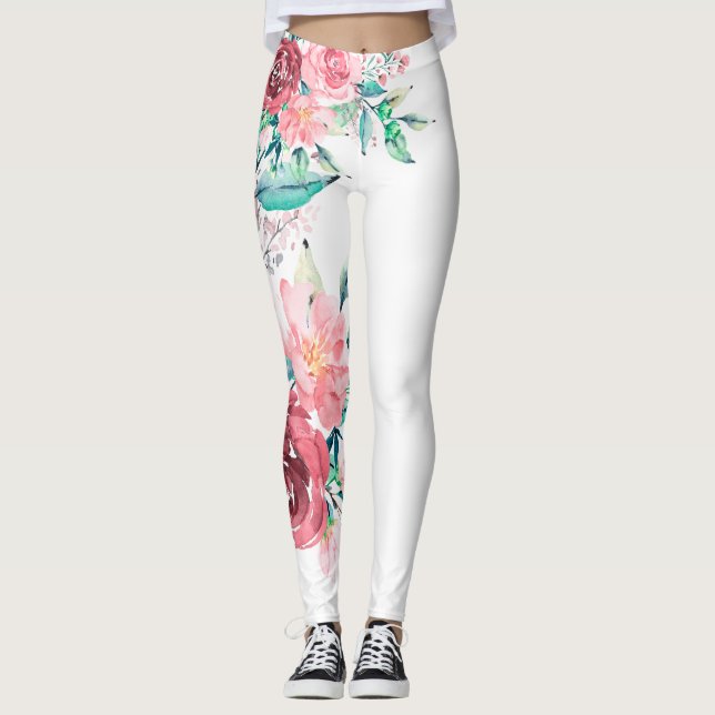 Legging Rosas Vermelhas e Rosa impressionantes (Frente)
