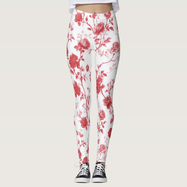 Legging Rosas Vermelhas Floral  (Frente)