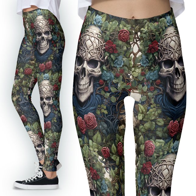 Legging Rosas vermelhas Góticas Flores Azuis Ivy Celtic Sk (Criador carregado)
