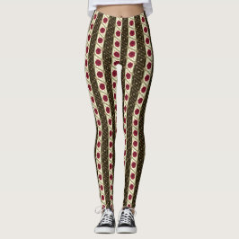Legging Rosas Vermelhas Listradas