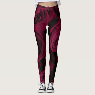 Legging Rosas vermelho-escuro