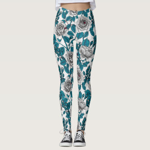 Legging Roseiras brancas e damascos