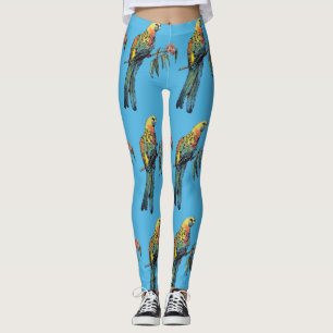 Legging Rosella Parrot Watercolor Blue Pássaros
