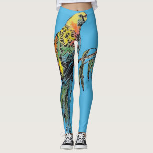 Legging Rosella Parrot Watercolor Blue Pássaros