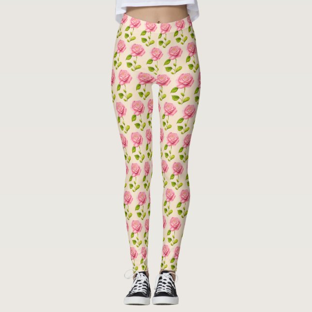 Legging Rosen Muster rosa pink (Frente)