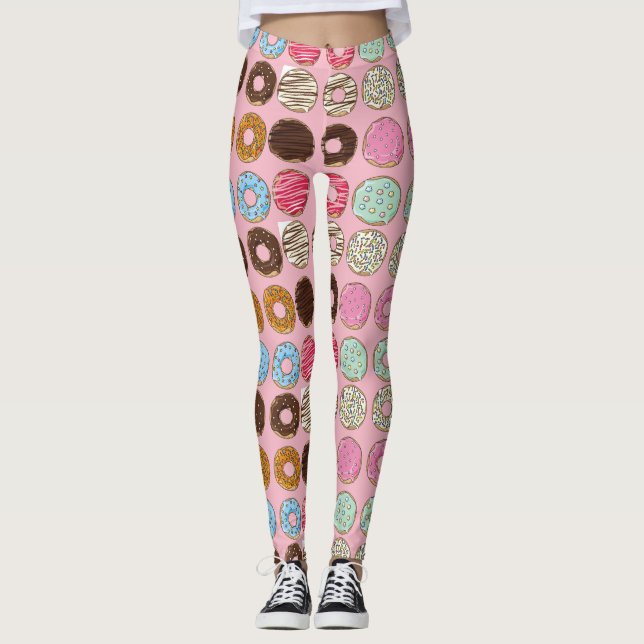 Legging Rosquinhas polvilhadas fosco do rosa e do (Frente)