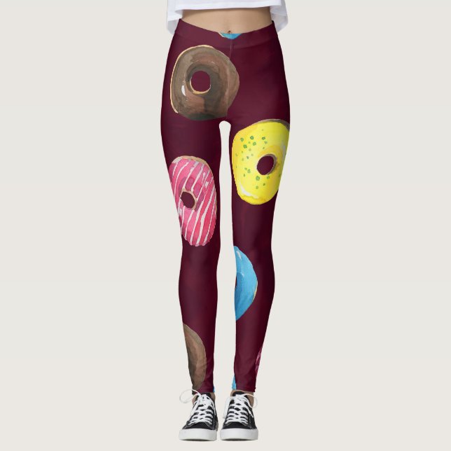 Legging Rosquinhas Ruby: Padrão Sem Costura De Aquarela. (Frente)