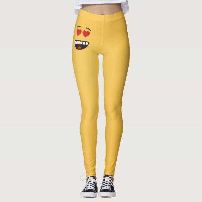 Legging Rosto sorridente com olhos em forma de coração (Frente)