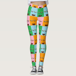Legging Rostos de blocos monstruosos sorridentes