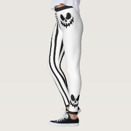 Legging Rostos e Listras de Jack-O-Lantern de Halloween Fo