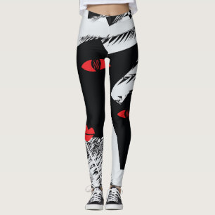 Legging Rostos surrealistas: tecido de retratos artísticos