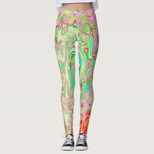 Legging Rotação Abstrato do Groovy rosa e verde