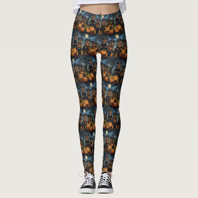 Legging Rottweiler Halloween Assustador (Frente)