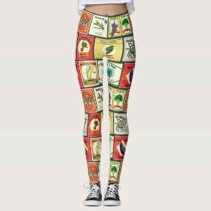 Legging Rótulos de vegetais enlatados vintage