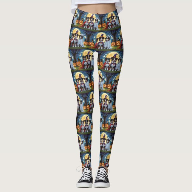 Legging Rough Collie Dogs Pumpkin Halloween Engraçado (Frente)