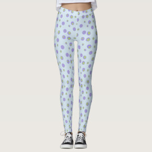 Legging Roupa de Bolinhas verde roxa