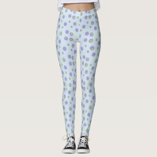 Legging Roupa de Bolinhas verde roxa