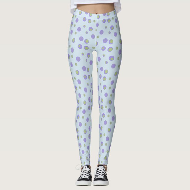 Legging Roupa de Bolinhas verde roxa (Frente)