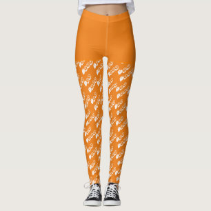 Legging Roupa de Halloween de Boo Bonito, Branca Laranja