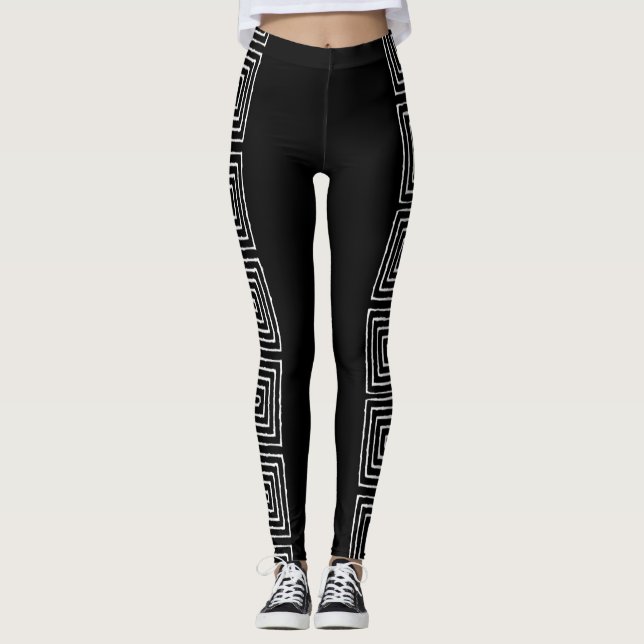 Legging Roupa de lama negra e branca (Frente)